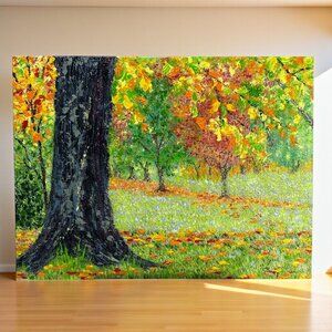 Fall Is Coming Nature Landscape Art Original Acrylic Painting 6" x 8" Unframed